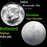 1964 Love Token . Kennedy Half Dollar 50c Grades Unc Details