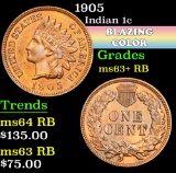 1905 . . Indian Cent 1c Grades Select+ Unc RB