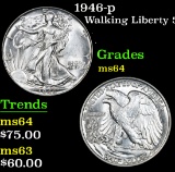 1946-p . . Walking Liberty Half Dollar 50c Grades Choice Unc