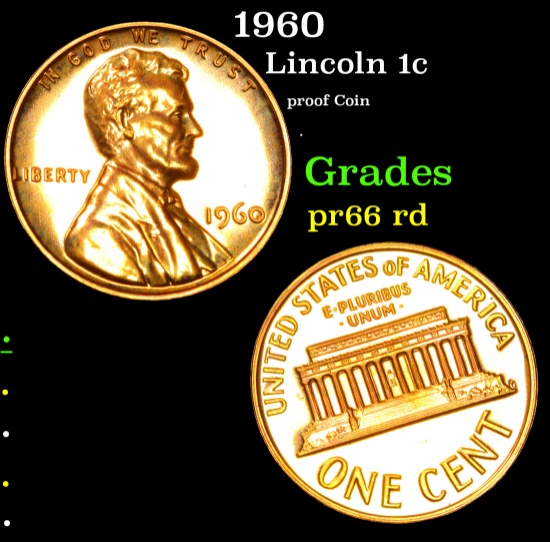 1960 proof Coin . Lincoln Cent 1c Grades Gem+ Proof Red