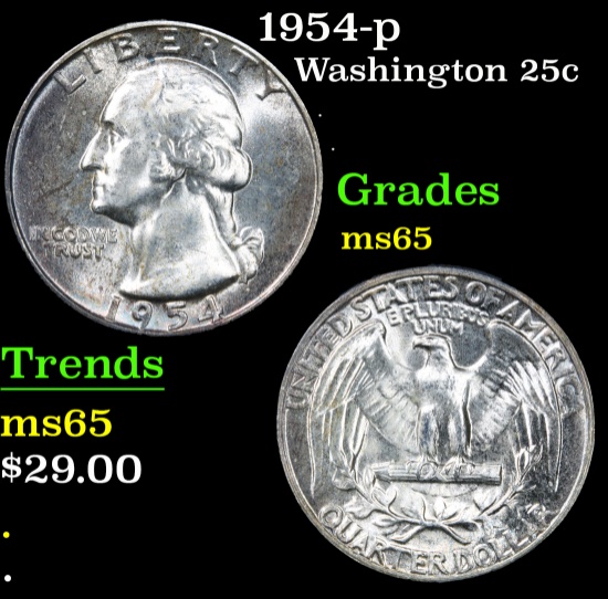 1954-p . . Washington Quarter 25c Grades GEM Unc