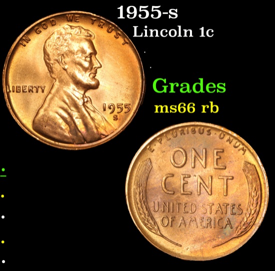 1955-s . . Lincoln Cent 1c Grades GEM+ Unc RB