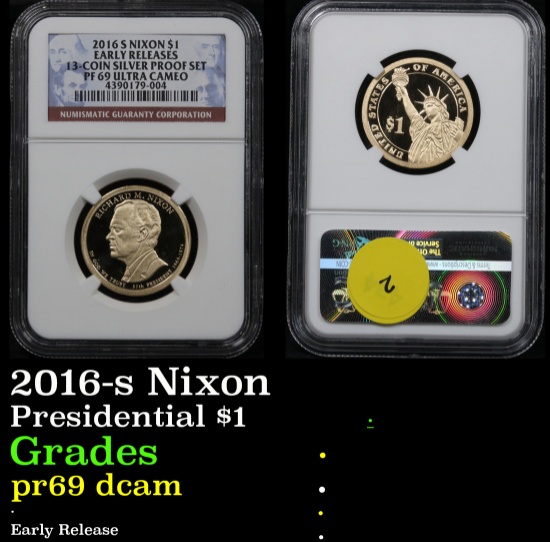 NGC 2016-s Nixon Early Release Presidential Dollar $1 Graded  GEM++ Proof Deep Cameo By NGC