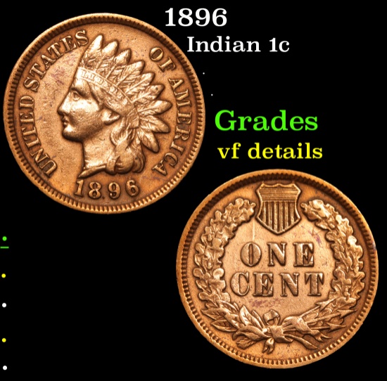 1896 Indian Cent 1c Grades vf details