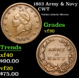 1863 Army & Navy Turban Liberty Obverse . Civil War Token 1c Grades vf++