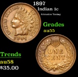 1897 Attractive Toning . Indian Cent 1c Grades Choice AU