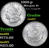 1900-p Struck Through OBV . Morgan Dollar $1 Grades GEM+ Unc
