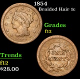 1854 . . Braided Hair Large Cent 1c Grades f, fine
