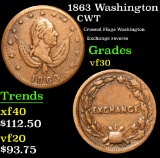 1863 Washington Crossed Flags Washington Exchange reverse Civil War Token 1c Grades vf++
