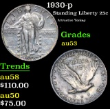 1930-p attractive Toning . Standing Liberty Quarter 25c Grades Select AU