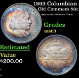 1893 Columbian Spectacular Rainbow Toned . Old Commem Half Dollar 50c Grades Select Unc