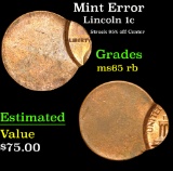 Mint Error Struck 95% off Center . Lincoln Cent 1c Grades GEM Unc RB