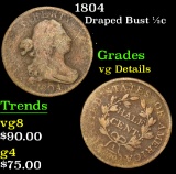 1804 . . Draped Bust Half Cent 1/2c Grades vg details