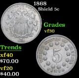 1868 . . Shield Nickel 5c Grades vf++