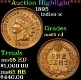 ***Auction Highlight*** 1895 . . Indian Cent 1c Graded GEM Unc RD By USCG (fc)