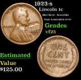 1923-s Mint Error - Incredible Huge Lamination error Lincoln Cent 1c Grades vf+