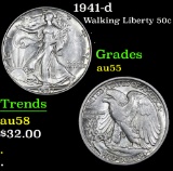 1941-d . . Walking Liberty Half Dollar 50c Grades Choice AU