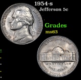 1954-s . . Jefferson Nickel 5c Grades Select Unc