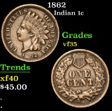 1862 . . Indian Cent 1c Grades vf++