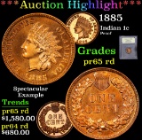 ***Auction Highlight*** 1885 Proof . Indian Cent 1c Graded Gem Proof Red By USCG (fc)
