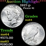 ***Auction Highlight*** 1927-p . . Peace Dollar $1 Graded Choice Unc By USCG (fc)