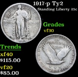 1917-p Ty2 . . Standing Liberty Quarter 25c Grades vf++