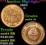 ***Auction Highlight*** 1865 . . Two Cent Piece 2c Graded Choice Unc RB By USCG (fc)