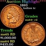***Auction Highlight*** 1893 . . Indian Cent 1c Graded Choice+ Unc RD By USCG (fc)