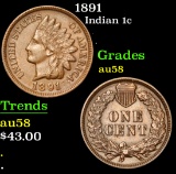 1891 . . Indian Cent 1c Grades Choice AU/BU Slider