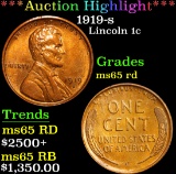 ***Auction Highlight*** 1919-s . . Lincoln Cent 1c Graded GEM Unc RD By USCG (fc)