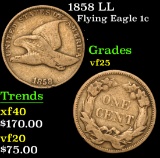 1858 LL . . Flying Eagle Cent 1c Grades vf+