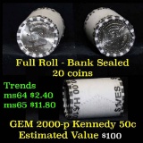 2000-p $10 Bank Rolled Kennedy Half Dollar Shotgun Roll (fc)