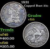 1831 . . Capped Bust Quarter 25c Grades vf+