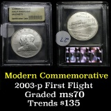2003-p First Flight . . Modern Commem Dollar $1 Graded ms70, Perfection by USCG