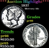 ***Auction Highlight*** 1937 . . Mercury Dime 10c Graded GEM+ Proof By USCG (fc)
