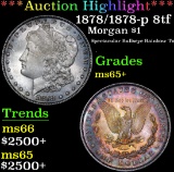 *Auction Highlight* 1878/1878-p 8tf DDO Spectacular Bullseye Rainbow Toned Morgan $1 Grades Gem fc