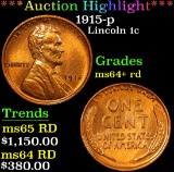 ***Auction Highlight*** 1915-p . . Lincoln Cent 1c Graded Choice+ Unc RD By USCG (fc)