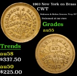 1863 New York on Brass Robinson & Baliou Grocers, Troy, NY Redeemed at our store CWT 1c Grades AU+