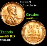 1939-d . . Lincoln Cent 1c Grades GEM+ Unc RD