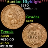 ***Auction Highlight*** 1870 . . Indian Cent 1c Graded Choice AU/BU Slider By USCG (fc)