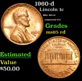 1960-d Mint Error connected 9-6 Lincoln Cent 1c Grades GEM Unc RD