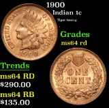 1900 Tiger toning . Indian Cent 1c Grades Choice Unc RD