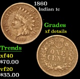 1860 . . Indian Cent 1c Grades xf details