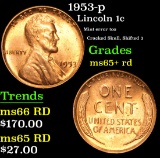 1953-p Mint error too Cracked Skull, Shifted 3 Lincoln Cent 1c Grades Gem+ Unc RD