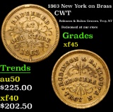 1863 New York on Brass Robinson & Baliou Grocers, Troy, NY Redeemed at our store CWT 1c Grades xf+