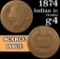 1874 Indian Cent 1c Grades g, good