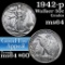 1942-p Walking Liberty Half Dollar 50c Grades Choice Unc