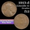 1913-d Lincoln Cent 1c Grades f, fine