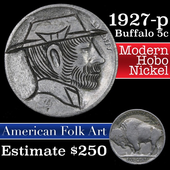 Hobo  Buffalo Nickel 5c Grades Hand Carved (fc)