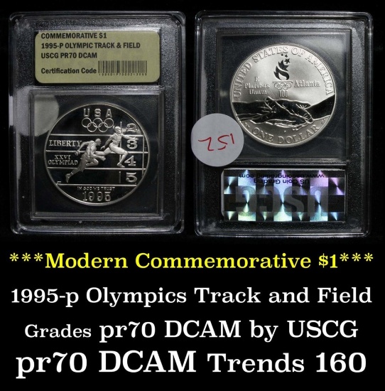 1995-P Olympics Track & Field Modern Commem Dollar $1 Graded GEM++ Proof Deep Cameo by USCG